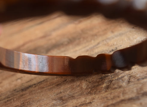 Carved Brown Marbled Bakelite Bangle